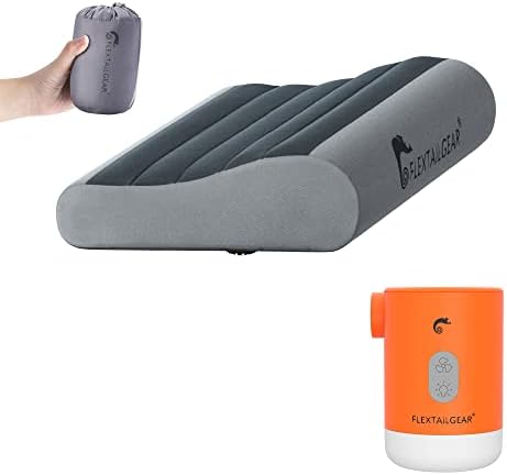 Flextailgear MP2 Pro Air Pump Pump портокалова пакет со контура на вратот на надувување перница за кампување сива
