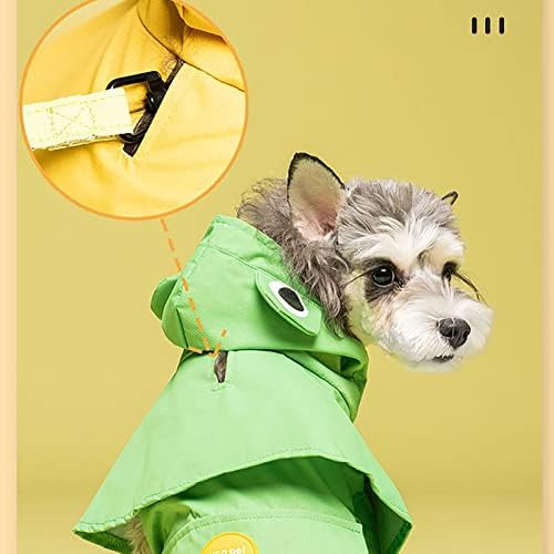 Лето куче Худи, мантил од дожд, водоотпорен пончо, симпатична жаба Дизајн на отворена јакна од дожд со поводник за пакувања