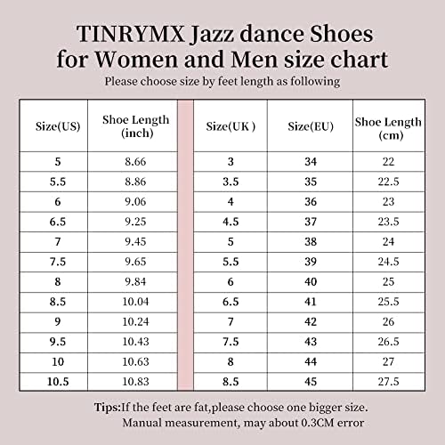 Tinrymx џез чевли PU кожа чипка еластична лизга на сплит единствен џез чевли за жени и мажи танцувачки чевли, модел TJ-џез