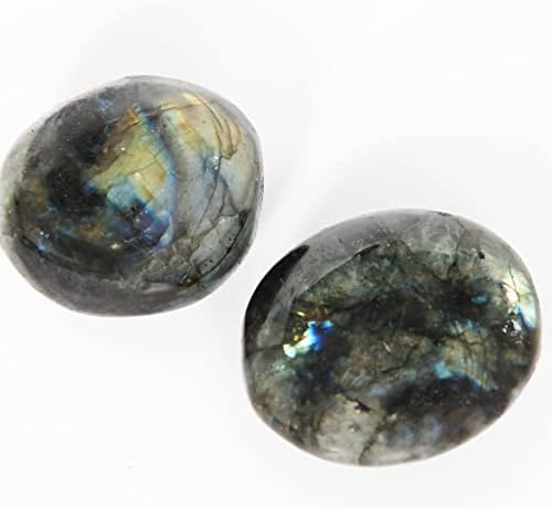 Orientrea labradorite, палм камен-2 парчиња лабрадорит џебни енергетски камења, мазен лечен кристален загрижен камен