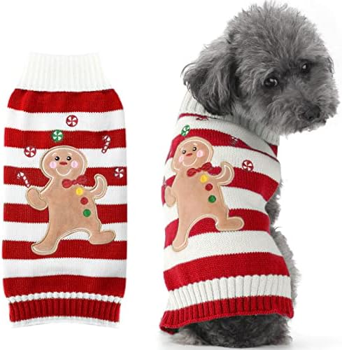 Tengzhi Dog Божиќна џемпер симпатична шарена ѓумбир од ѓумбир човек плетена мачка со мачка грда Божиќна облека за одмор кутре