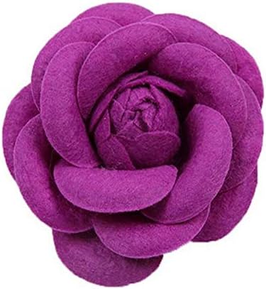 Mvude Elegant Camellia Flower Brooch Vintage Floral Pin за жени и девојчиња, Виолетова