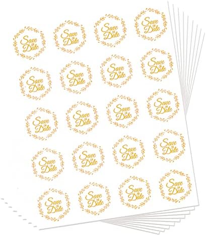 500 Еез Зачувајте Го Датумот Златен Круг Плик Заптивки Налепници Покана За Забава Самолеплива Универзална Фолија За Запечатување Проѕирни Налепници