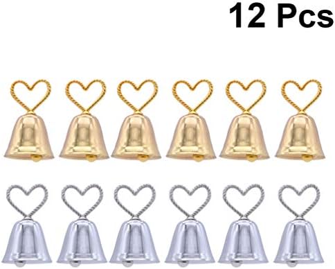 Нубестински свадбени броеви Броеви на броеви 12 парчиња држачи за место во облик на топлина во форма на метална табела, стои на име на фото клип
