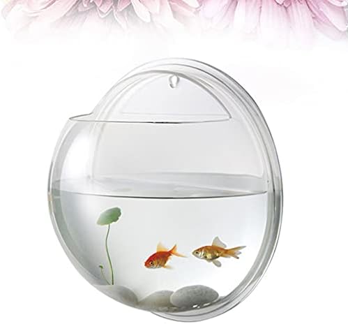 Алипис резервоар за риба тркалезна стаклена вазна wallид монтиран акрилен сад за риба риба меур бета резервоар за риба, wallид што виси растителна