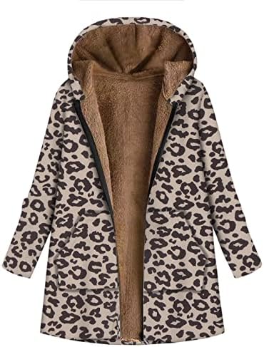 Зимски палта од басисин, Шерпа, обложени меки животински графички долги палто, плус големина по поштенски качулка, јакна од качулка