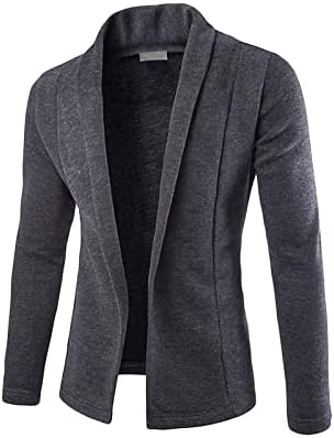 Машка обична шал јак -кардиган џемпер јакни класичен памук плетен отворен предниот моден џемпер палта