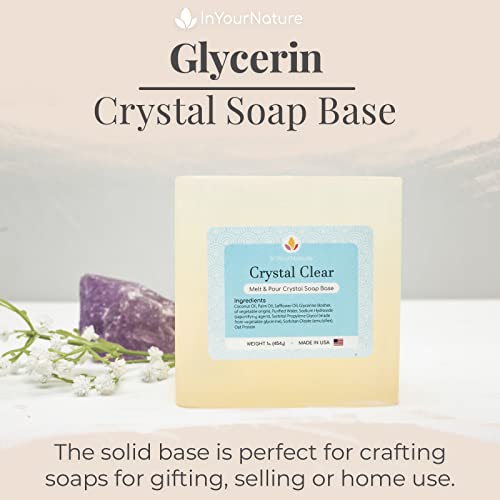 Inyournature Глицерин сапун база се топи и истурете 2 lb за правење сапун, органска чиста глицерин сапун база, природни состојки, домашна сапун
