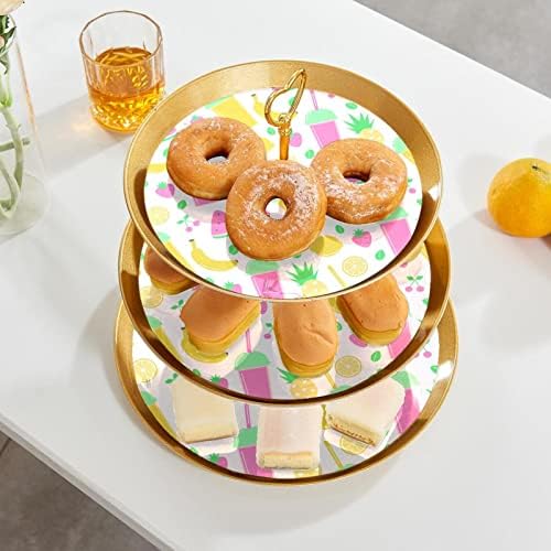 3-парчиња торта стои сет, пиење чаши со овошје пластична држач за кекс, бонбони овошни десерт, приказ за свадба роденденски