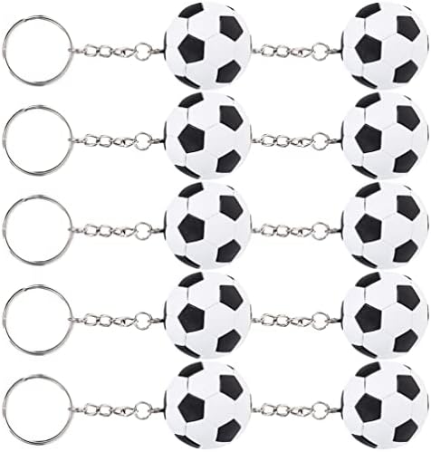 Seworroo Soccer Keychain 10 парчиња фудбалски клучеви Фудбалски клучеви за момчиња тим за деца фудбалски клуч прстен за мажи чанти шарм училишна