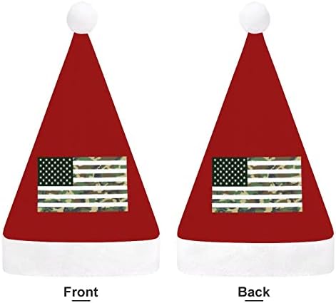 Камо Американско Знаме Божиќна Капа Мека Кадифена Капа На Дедо Мраз Смешна Бини За Божиќ Нова Година Празнична Забава