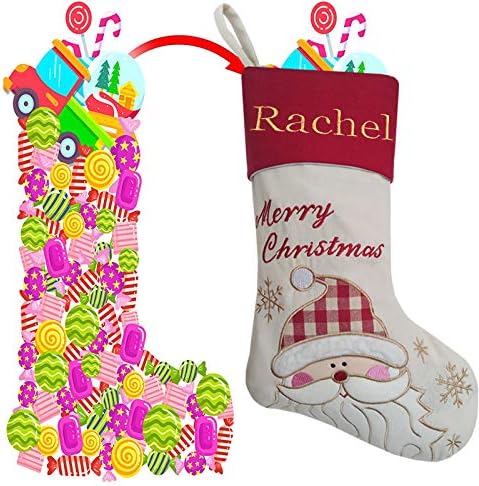 Mnszlkf сет од 7,18 Персонализирани прилагодени Божиќни чорапи, везени Дедо Мраз, Снежен човек, ирваси, пингвин, девојче од елф,