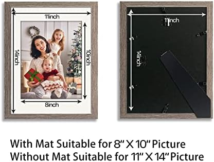 Yk artwood 11x14 сет на рамка за слика од 3 сиви, изработени од цврсто дрво 8x10 со мат или 11x14 без мат, рамки за фотографии за монтирање