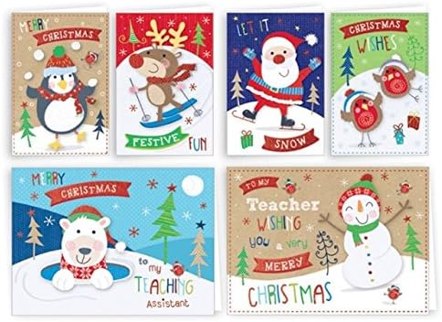 Домашна компанија за фузија 32 x Деца мали Божиќни Божиќни картички симпатични наставници и асистенти на училишни пријатели