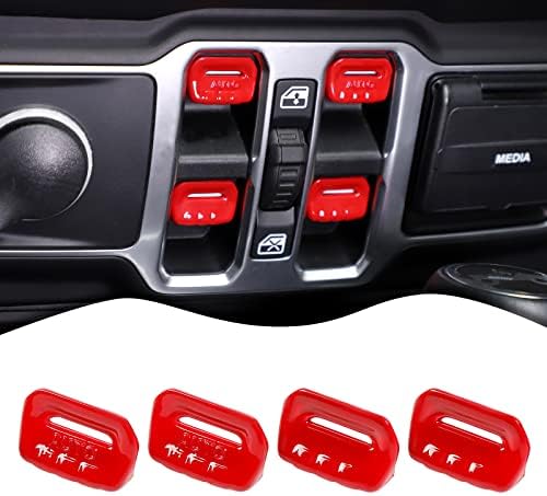 4PCS CAR WINDOW прозорец прекинувач на копчето за внатрешни додатоци за внатрешни работи за Jeep Wrangler JL JLU Gladiator JT 2018-2021
