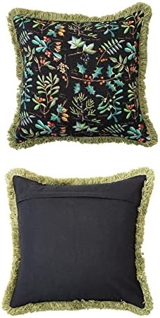 Креативна ко-оп 18 квадратна памучна печатена перница w/ботаничка шема и раб, мулти-боја ©