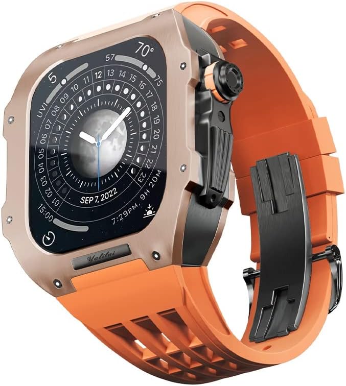 CNHKAU Гумена Лента Титаниум Рамка за Apple Watch 6/5/4/SE Apple Mod Гледајте Додаток Замена Титаниум Луксузен Случај Компатибилен Со Iwatch