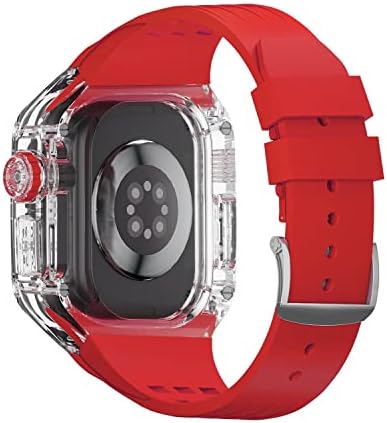 НЕЈЕНС Луксузен Комплет За Транспарентна Модификација За Apple Watch Band Ultra 49mm Флуорорубер Случај&засилувач;Ремен За Iwatch Серија 49mm