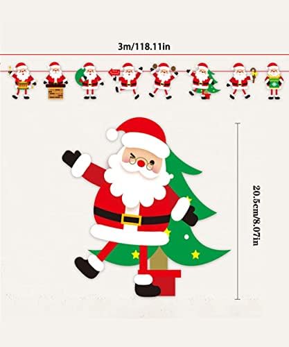 Среќен Божиќ Банер Дедо Мраз Банер Вкупна должина 3м Божиќ Ѕид Банери Божиќ Дрво Декор Божиќ Дома Оџак Внатрешни Украси За Домашна
