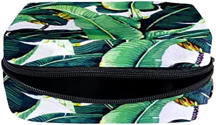 Тбуобт Торба За Шминка Патување Козметичка Торбичка Торбичка Чанта Чанта Со Патент, Тропски Лисја Цвет Лето Зелена