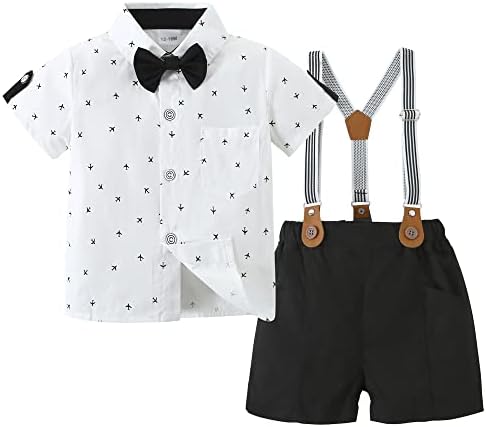 Солој бебе момче облека костуми за облекување маица за облекување, лак, долги кратки ракави за новороденчиња облеки формални облеки сет