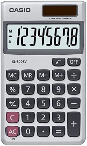 Калкулатор за калкулатор рачен батерија соларна моќ 8 цифра 3 клуч меморија паричник 70x117x8mm Ref SL300SV