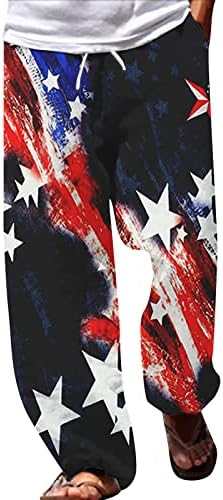 Менски кратки шорцеви мажи американско знаме патриотски панталони за мажи 4 јули хипи хипи хареми панталони буги бохо јога куќа