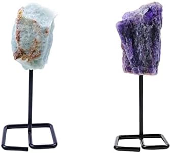 Welliestr 2 парчиња природен суров кристал на метал стојат дома декор заздравување камен реики со среќа груба агатна скапоцена