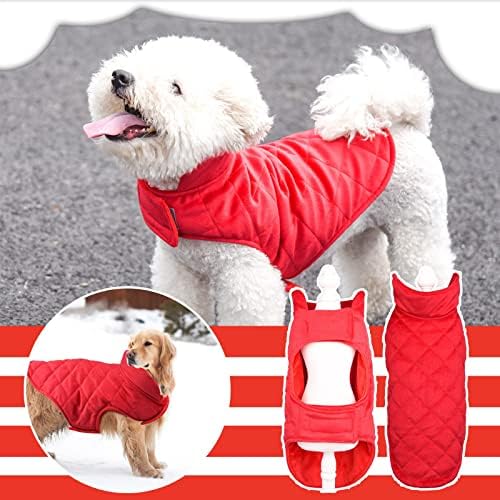 Облека за кученца девојка со големина Среден зимски мек елек симпатична облека џемпер за кучиња облека затворено црвено обично