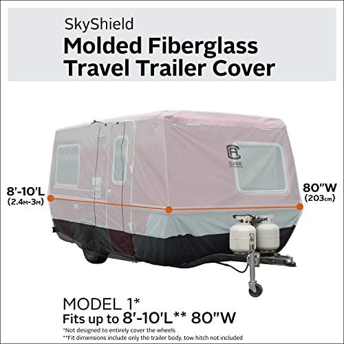 Класични додатоци RV Skyshield ™ облик на приколка за приколка со фиберглас, се вклопува 8 ' - 10'l x 80 W, Model 1, Camper RV Cover,