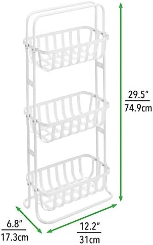 Mdesign 3 -ниво вертикален штанд за подот на бањата, Организатор за складирање на метални дисплеи, стои кула решетката со 3 корпи