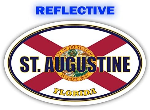 Свети Августин Сити Флорида Државно Знаме | ЗНАМЕ Св. Џонс Каунти Овална Држава Бои Рефлектирачки Налепница Автомобил Налепница 3х5 инчи