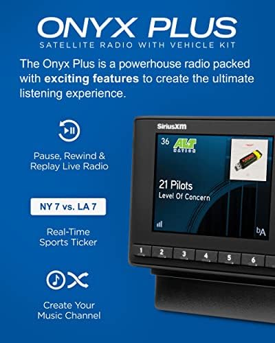 SiriusXM Onyx Plus Satellite Radio W/ Комплет за возила, уживајте во SiriusXM преку постојниот стерео за автомобили за дури 5 $/ месечно + 60 $ услужна картичка со активирање