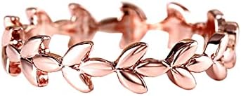Прстени за свадба и ангажман за жени розово прстен лисја злато прекрасно бакарно лозово дрво за дарки моден прстен прстени