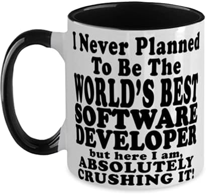 Развивач На софтвер Двобојна Црно-Бела Кригла За Кафе, Никогаш Не Планирав Да Бидам Најдобриот развивач На Софтвер Во Светот, Но Еве