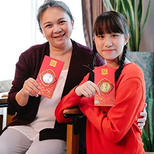 генерички 4 парчиња 2022 Кинеска Нова Година Црвени Пликови Со Златна Крава Кинески Хонг Бао Џебови За Среќа Златна Фолија Црвен Пакет За
