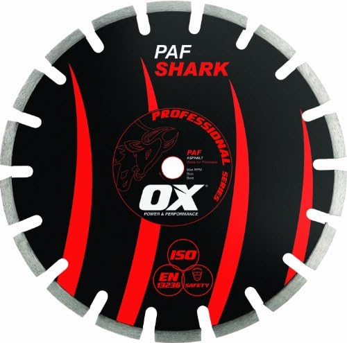 OX OX-PAF-14 Professional Asphalt 14-inch Walk-Behind Saw Diamond Blade, 1-inch Bore