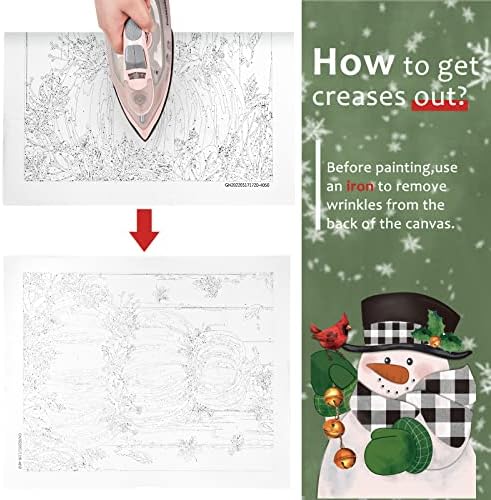 AnyDesign Божиќна боја DIY со броеви 16 x 20 инчи карирано снежно платно акрилно полнење сликарство по број зимско масло за сликање