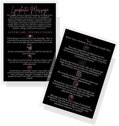 Лимфна Масажа Последователна Картичка / 30 Пакет | Големина 4х6 инчен Разгледница | Црна &засилувач; Рози Розова Дизајн