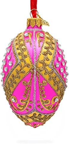 Накит на украс од розово стакло од јајце 4 инчи