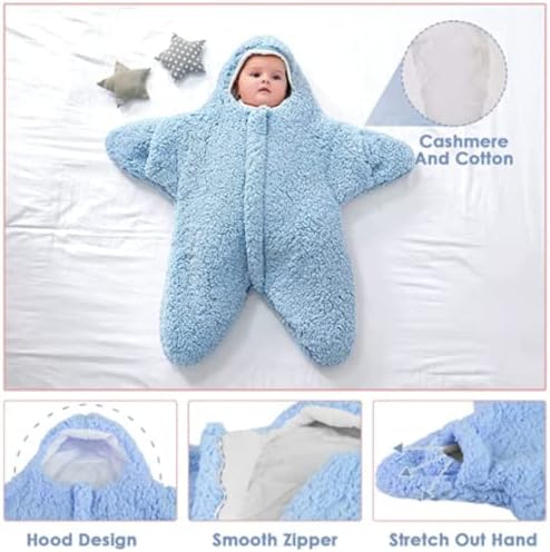 Babystar Бебе starвездена риба за спиење ќебе, новороденче кашмир памук памук за нозе/ќебе