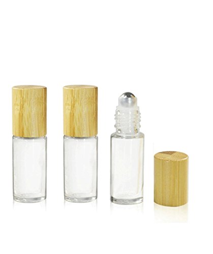 Grand Parfums 3PCS 5ml/0,17 мл полнење со шишиња со јасно стакло есенцијално масло од челични топчиња со челични ролери и капачиња