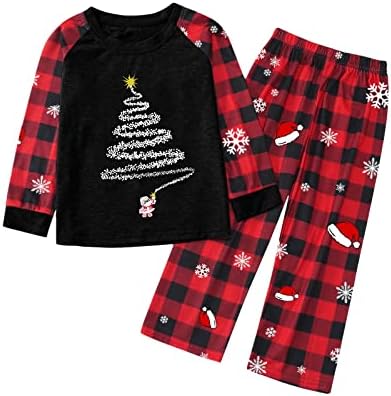 Појавување на пижами за семејство 3xl Семејство што одговара на Божиќни пижами поставени карирани ракави за убаво печатење на шема на празници