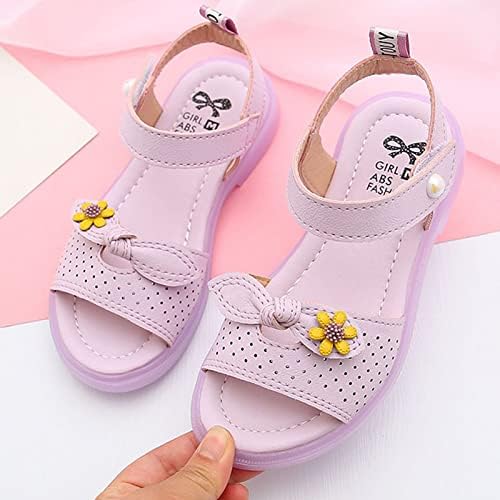 Деца чевли модни цветни цвеќиња дебели единствени сандали меки единствени удобни принцези сандали рамни чевли дете девојче