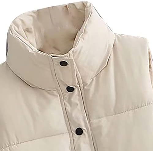 Peacoat omенски палто, Puffer без ракави женски женски трендовски канцелариски пад на ветровитната тешка јакна од пуфери