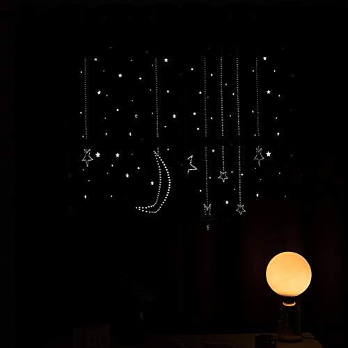 МАНГАТА КАСА Деца Затемнување Завеси Со Месечината &засилувач; Ѕвезда За Спална Соба-Исечете Галакси Прозорец Завеси &засилувач; Завеси
