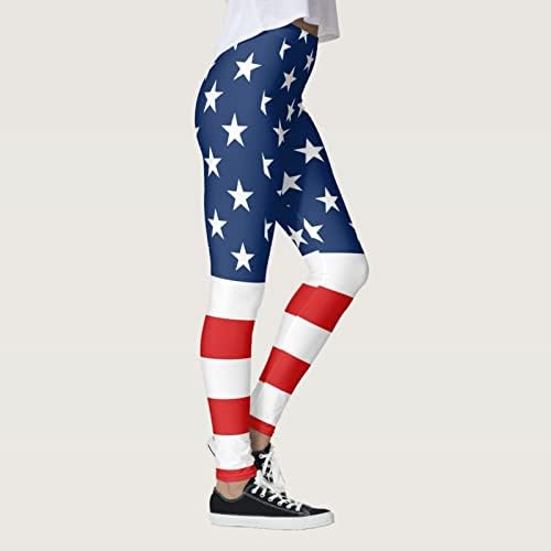 4 јули Хеланки За Жени Знаме На САД Јога Хеланки Со Висок Струк Ултра Меки Еластични Удобни Панталони За Вежбање Џогер