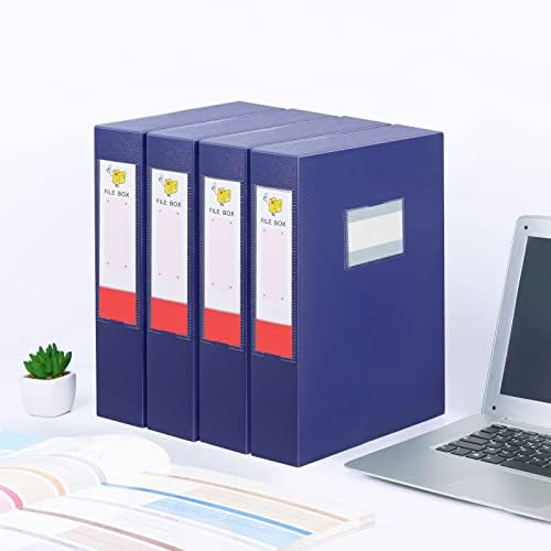 2 пакувања A4 кутии за чување датотеки Архиви кутија, 65мм 'рбет, кутија за складирање на документи за датотеки за канцелариско училиште -blue