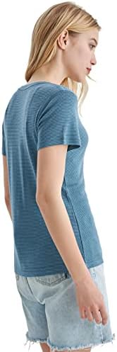 Мерино Заштитете мерино волна маица жени екипаж на вратот на вратот на вратот со кратки ракави за бази за патувања за пешачење