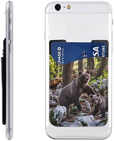 Носител на картичка за мечка PU кожна кредитна картичка ID Case Case торбичка за лепила за лепила за сите паметни телефони за